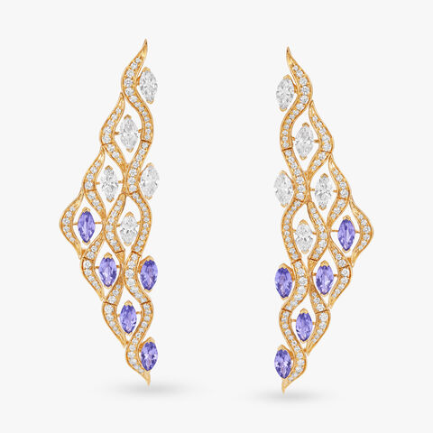 Celestial Wave Diamond Drop Earrings