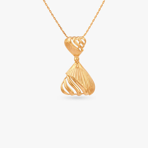 Chic Ripple Gold Pendant and Earrings Set