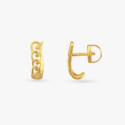 Leaf Loop Gold Stud Earrings