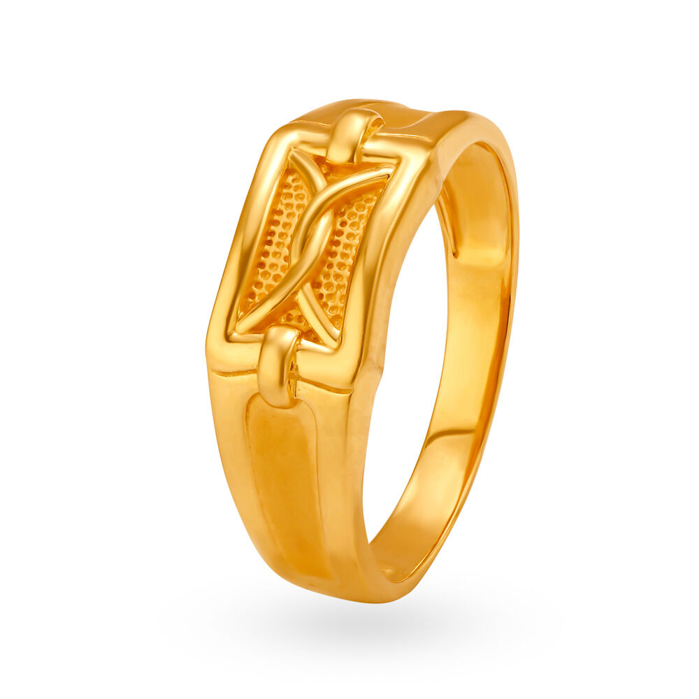 Charming Multifinish Gold Finger Ring for Men