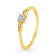 Charming 18 Karat Yellow Gold And Diamond Floral Ring,,hi-res image number null