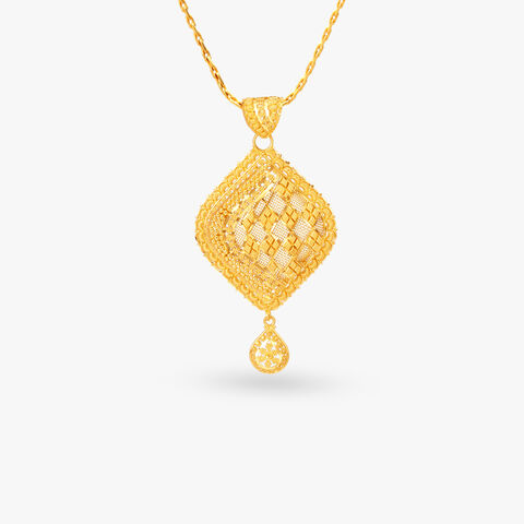 Mesmeric Gold Pendant and Earrings Set