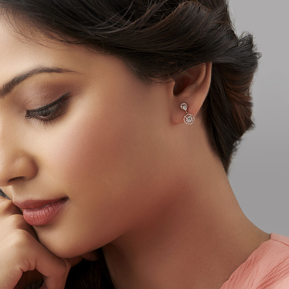 Radial Sparkle Diamond Drop Earrings