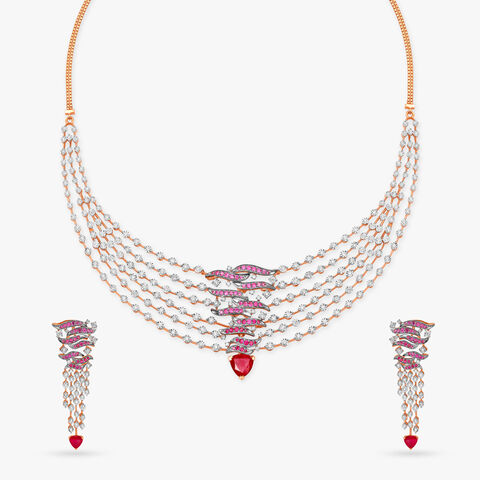 Dazzling Soirees Diamond and Ruby Necklace Set