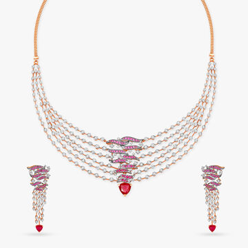 Dazzling Soirees Diamond and Ruby Necklace Set