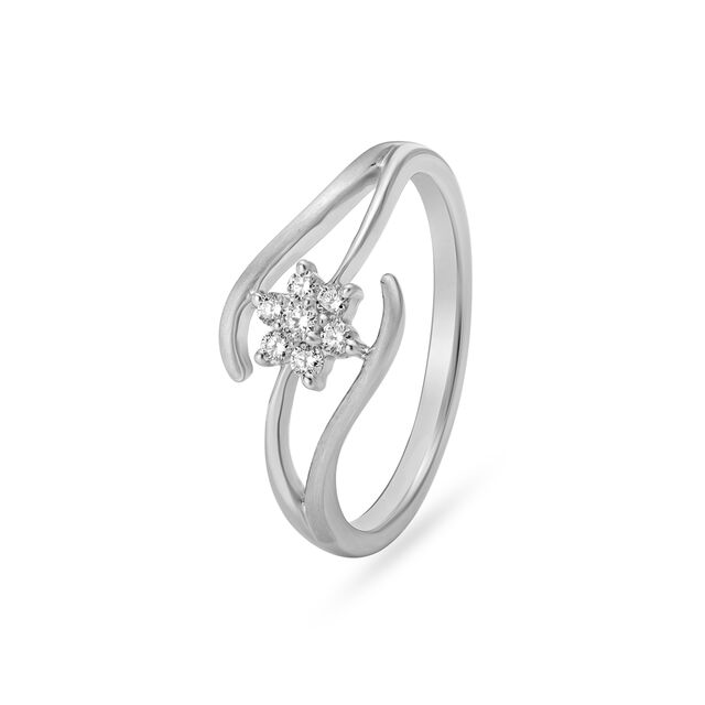 Charming Floral White Platinum Finger Ring,,hi-res image number null