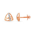 Sophisticated 18 Karat Rose Gold And Diamond Triangular Studs,,hi-res image number null