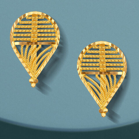 Dazzling Droplet Gold Stud Earrings