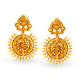 Traditional Yellow Gold Radial Floral Drop Earrings,,hi-res image number null