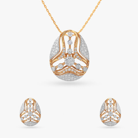 Timeless Grace Diamond Pendant and Earrings Set