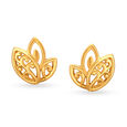 Leaf Pattern Petite Gold Stud Earrings,,hi-res image number null