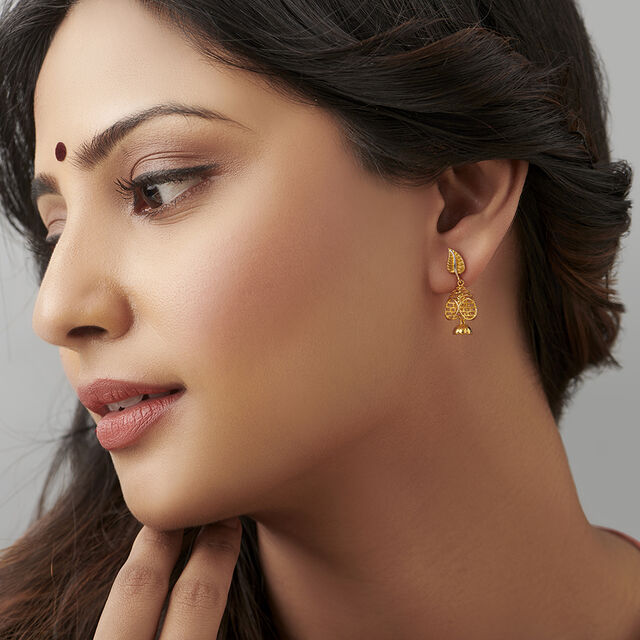 Delicate Leaf Jhumkas,,hi-res image number null