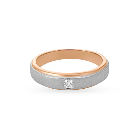 Sleek White and Rose Platinum Diamond Finger Ring alternate view 2