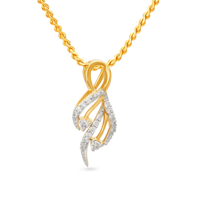 Mesmerizing Abstract Diamond Embellished Gold Pendant,,hi-res image number null