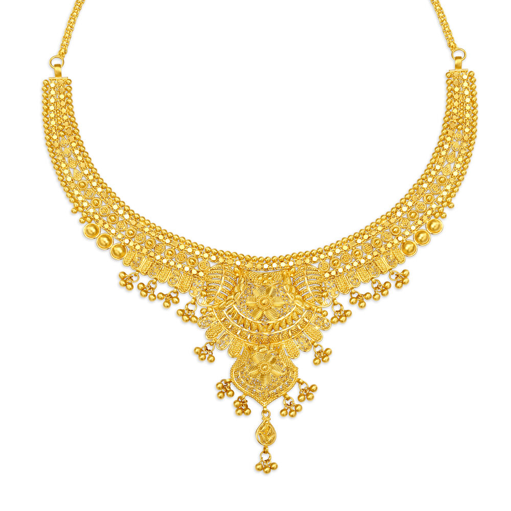 Buy Real Gold Design Bridal Wear One Gram Gold Guarantee Necklace Set for  Wedding
