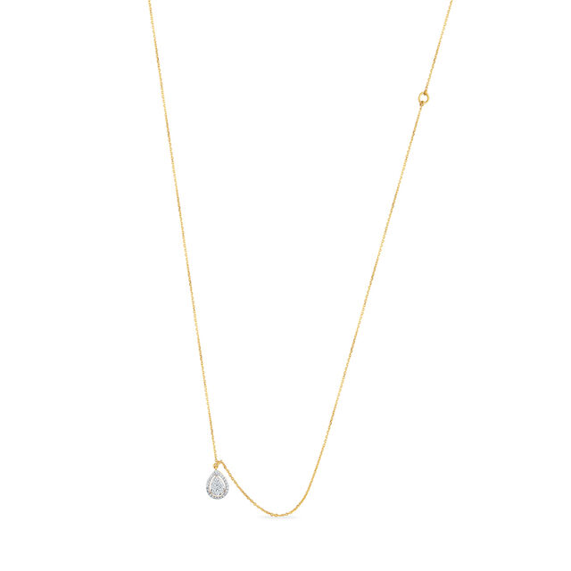 14KT Yellow Gold Drop Of Light Diamond Pendant With Chain,,hi-res image number null