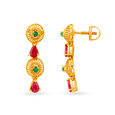 Ornate 22 Karat Yellow Gold Dangling Circular Drop Earrings,,hi-res image number null