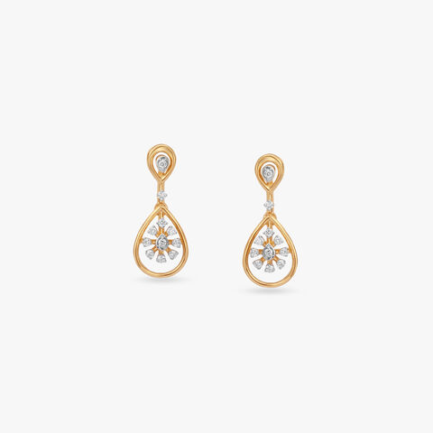 Floral Halo Diamond Drop Earrings