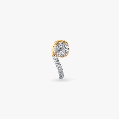 Elegant Stroke Diamond Nose Pin