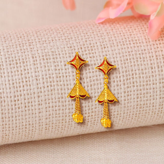 Dainty Gold Two Layered Jhumkas,,hi-res image number null