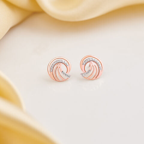 Enticing Rose Gold and Diamond Circlet Stud Earrings
