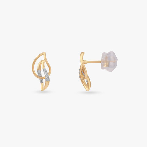 Leaf Swirl Diamond Stud Earrings