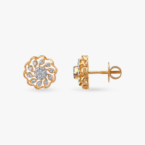 Twirling Blossom Diamond Stud Earrings