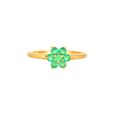 Beautiful 18 Karat Gold And Emerald Flower Ring,,hi-res image number null