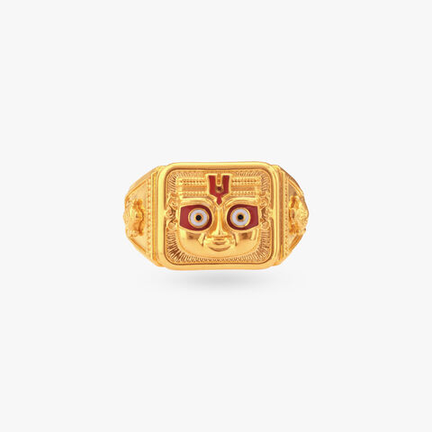 Shankh Chakra Gold Ring for Men