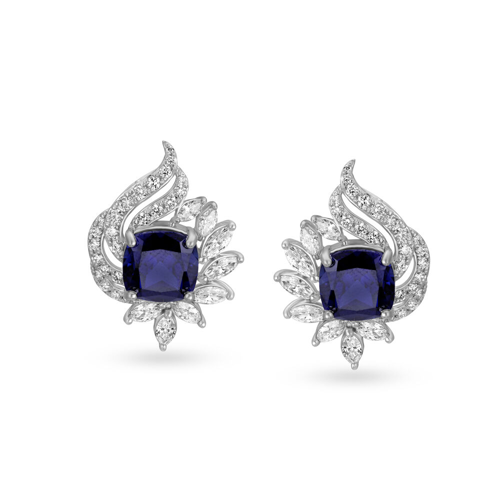 Tanishq white cheap gold earrings