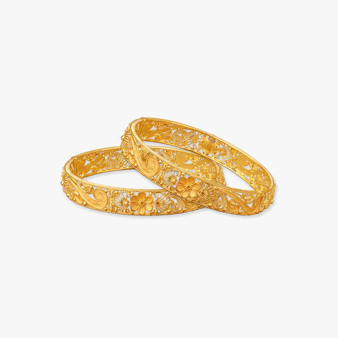 Floral Tapestry Gold Bangles