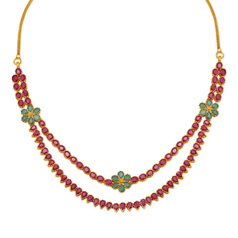 Queenly Emerald and Ruby Necklace Set