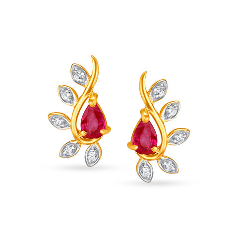 Contemporary Diamond and Coloured Stone Stud Earrings