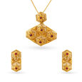 Mesmerising Floral Pendant and Earrings Set,,hi-res image number null