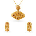 Mesmerising Floral Pendant and Earrings Set,,hi-res image number null