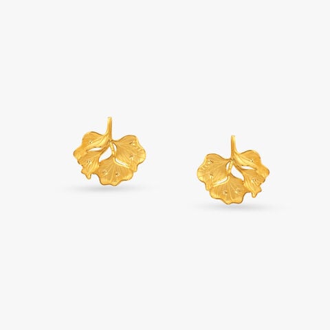 Ginkgo Grace Gold Stud Earrings