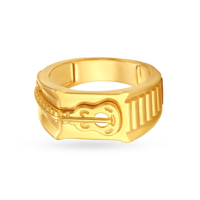 Stunning Guitar Carved Gold Finger Ring For Men,,hi-res image number null