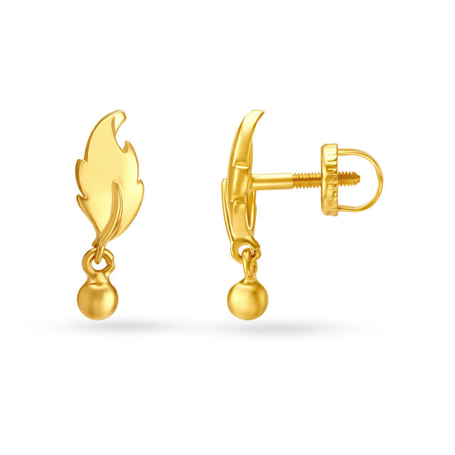 Dainty Leaf Inspired Gold Drop Earrings,,hi-res image number null