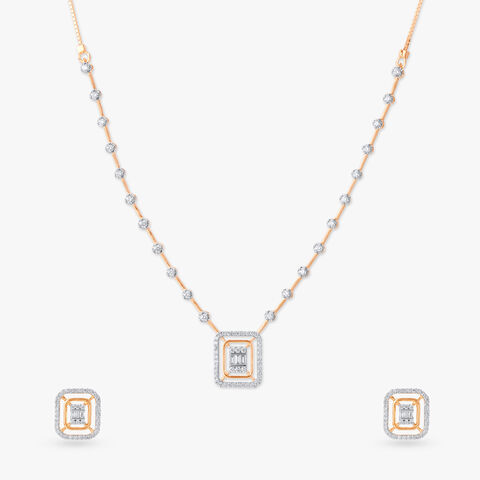 Gleam Square Diamond Necklace Set