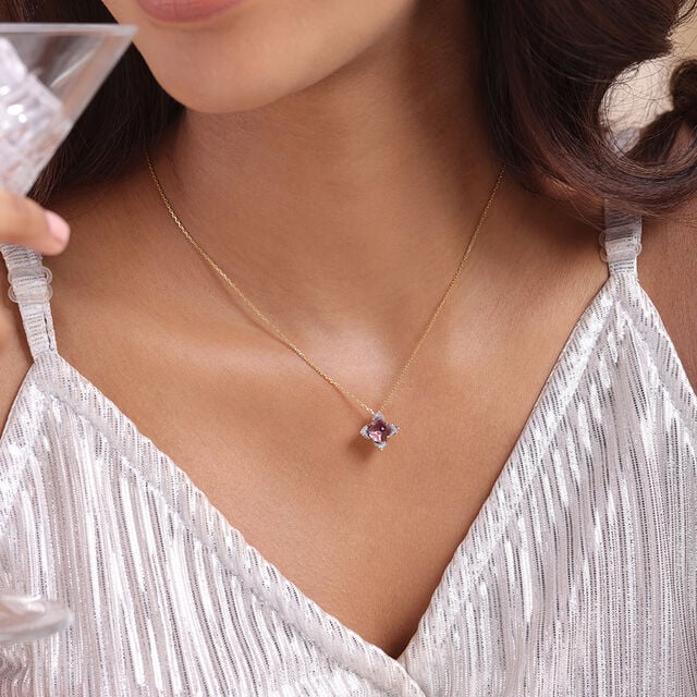 Aurora's Embrace 14KT Amethyst Diamond Pendant