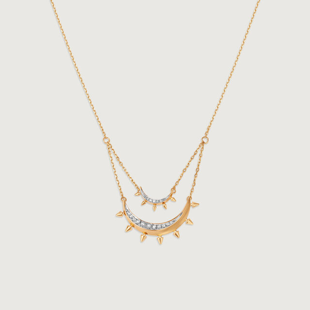 Twilight Crescent 14KT Double Layered Necklace,,hi-res image number null