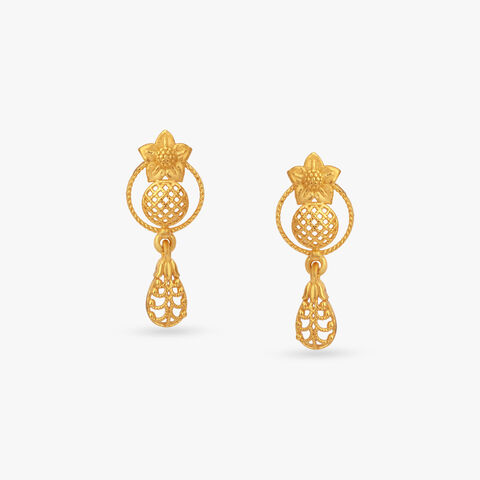 Bloom Weave Gold Drop Earrings