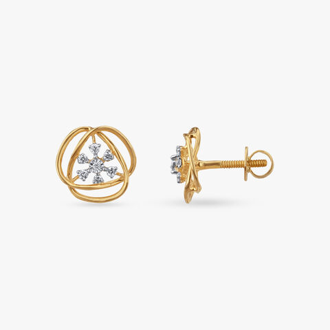 Twisted Loop Diamond Stud Earrings
