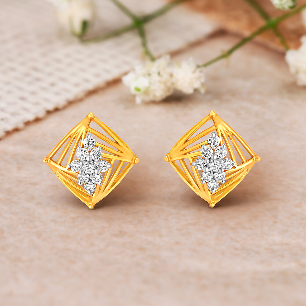 Elegant Abstract Diamond Stud Earrings