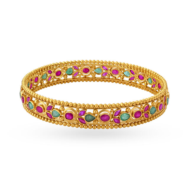 Charming Emerald and Ruby Gold Bangle,,hi-res image number null