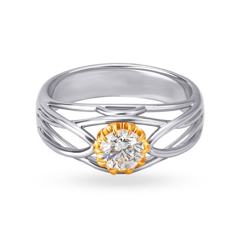 Winged Arc Solitaire Ring