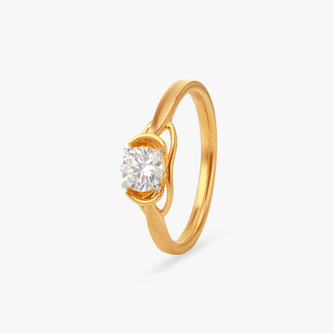 Crescent Embrace Solitaire Ring