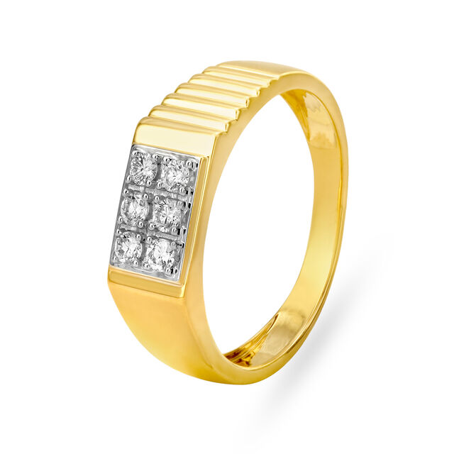 Traditional Rectangle Motif Diamond Finger Ring For Men,,hi-res image number null