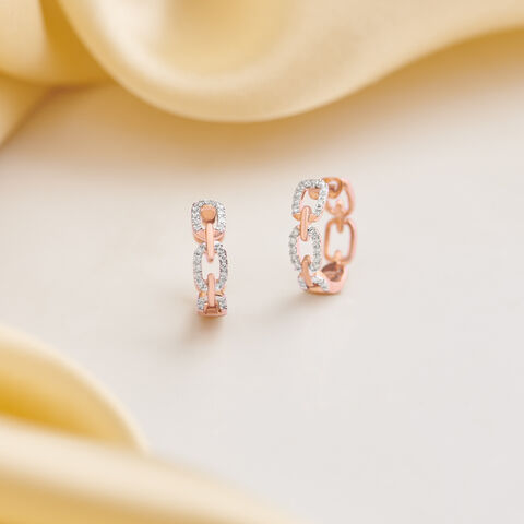 Elegant Link Diamond Hoop Earrings
