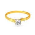 Classic 18 Karat Yellow Gold Solitaire Finger Ring,,hi-res image number null